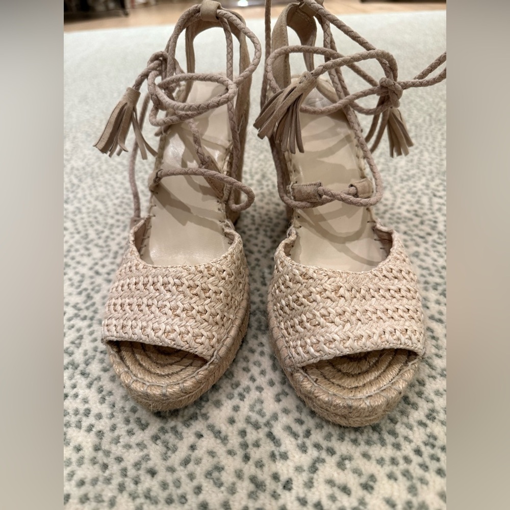 Joie Cream Espadrille Sandals with Woven Design